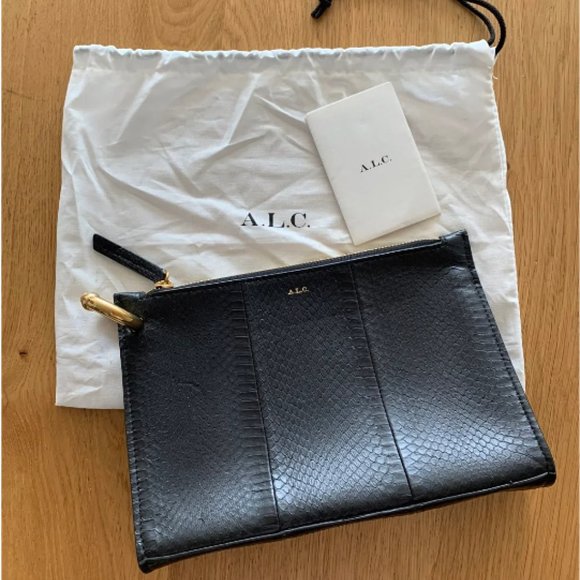 A.L.C. Black Snakeskin Joni Handbag - Picture 1 of 6